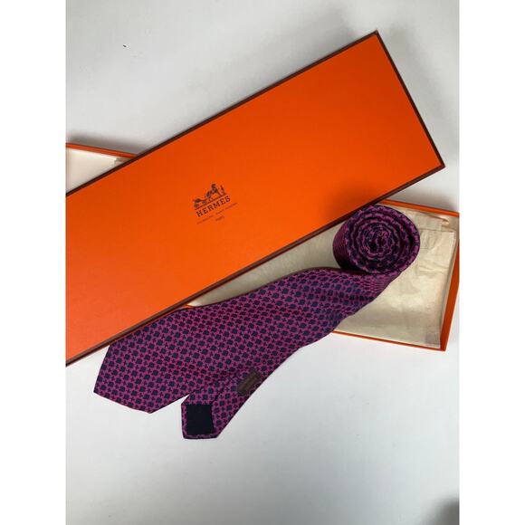 Men’s Hermès Chaine d'Ancre 100% Silk Neck Tie REF: 659059T | No Box - Picture 1 of 3